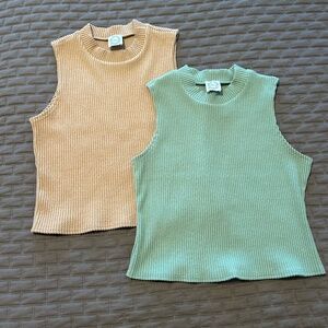 Blue Rain by Francesca's | Set of Ribbed High Neck Tank Tops- Size L